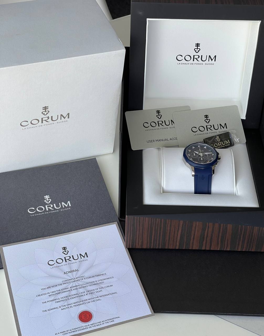 Corum Admiral Legend 42mm Chronograph Auto Blue Dial VJ Time Piece